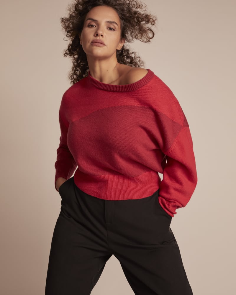 Front of a model wearing a size 1 Alexis Sweater in Red by 11 Honoré Collection. | dia_product_style_image_id:235859